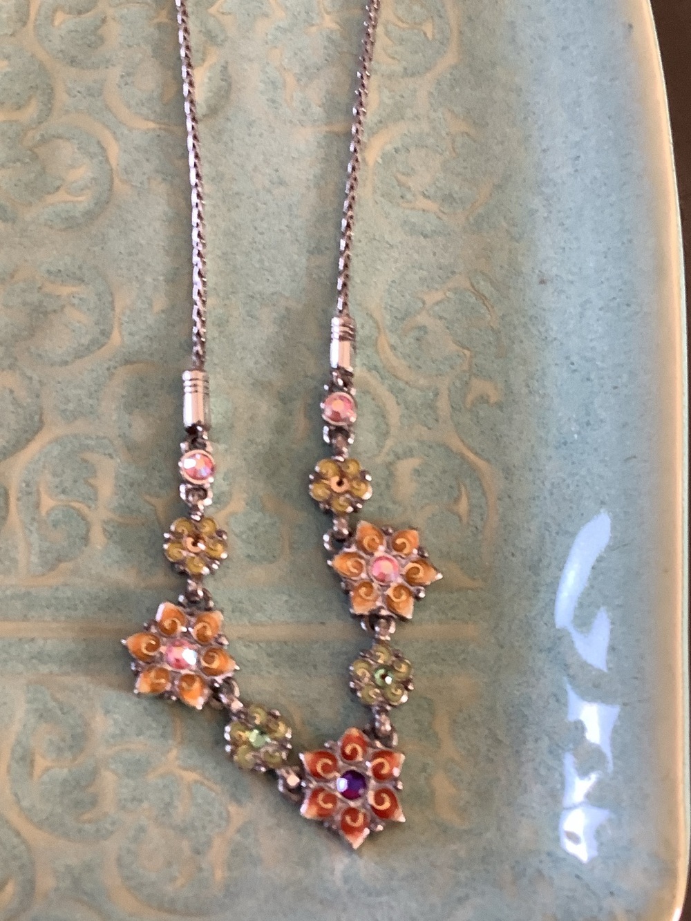 Brighton Multicolor Floral Pendant Necklace - Orange, Pink, Green